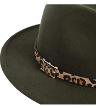 Load image into Gallery viewer, Leopard Wide Brim Fedora Hats
