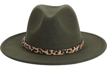 Load image into Gallery viewer, Leopard Wide Brim Fedora Hats
