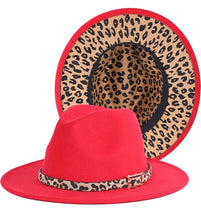 Load image into Gallery viewer, Leopard Wide Brim Fedora Hats
