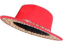 Load image into Gallery viewer, Leopard Wide Brim Fedora Hats
