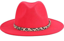 Load image into Gallery viewer, Leopard Wide Brim Fedora Hats
