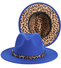 Load image into Gallery viewer, Leopard Wide Brim Fedora Hats
