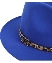 Load image into Gallery viewer, Leopard Wide Brim Fedora Hats
