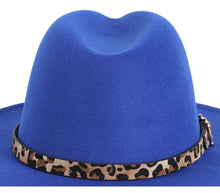 Load image into Gallery viewer, Leopard Wide Brim Fedora Hats
