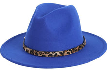 Load image into Gallery viewer, Leopard Wide Brim Fedora Hats
