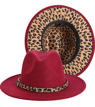 Load image into Gallery viewer, Leopard Wide Brim Fedora Hats
