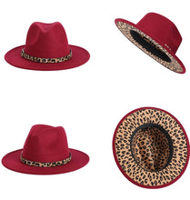 Load image into Gallery viewer, Leopard Wide Brim Fedora Hats
