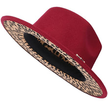 Load image into Gallery viewer, Leopard Wide Brim Fedora Hats
