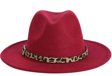 Load image into Gallery viewer, Leopard Wide Brim Fedora Hats
