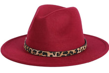 Load image into Gallery viewer, Leopard Wide Brim Fedora Hats
