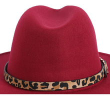 Load image into Gallery viewer, Leopard Wide Brim Fedora Hats
