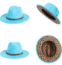 Load image into Gallery viewer, Leopard Wide Brim Fedora Hats
