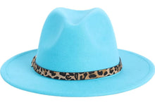 Load image into Gallery viewer, Leopard Wide Brim Fedora Hats
