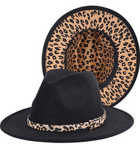 Load image into Gallery viewer, Leopard Wide Brim Fedora Hats
