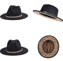 Load image into Gallery viewer, Leopard Wide Brim Fedora Hats
