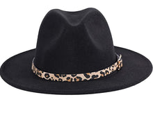 Load image into Gallery viewer, Leopard Wide Brim Fedora Hats
