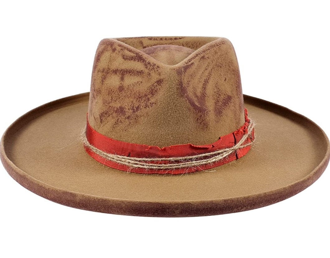 Vintage Wide Brim Fedora Firm Wool Felt Panama Hat