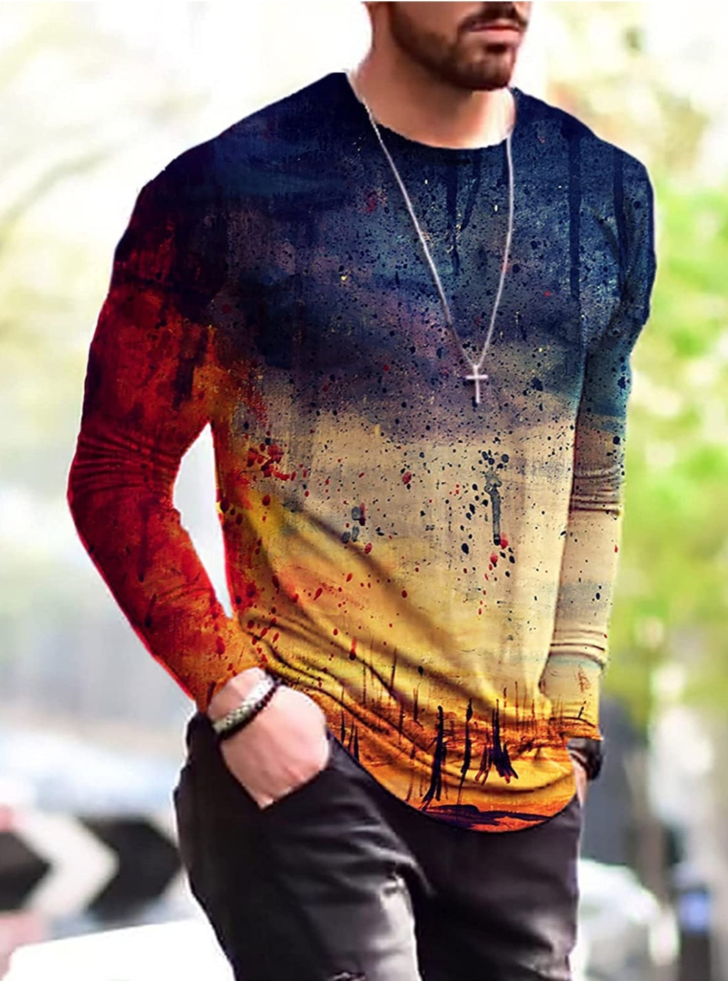 Men's Graffiti Casual Long Sleeve Shirt for Men