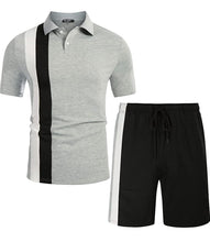 Load image into Gallery viewer, Men&#39;s Fashion Short Sleeve 2 Piece Short Set
