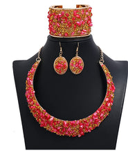 Load image into Gallery viewer, Rhinestone Collar Gold Metal Necklace Set
