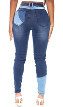 Load image into Gallery viewer, Empress Mid Waist Stretchy Patchwork Denim Jeans
