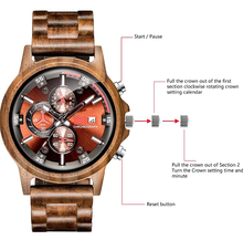 Load image into Gallery viewer, Noble Men Stylish Chronograph Military Casual Wood Watch
