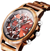 Load image into Gallery viewer, Noble Men Stylish Chronograph Military Casual Wood Watch
