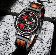 Load image into Gallery viewer, Noble Men&#39;s  Wood &amp; Stainless Steel Casual Wristwatches
