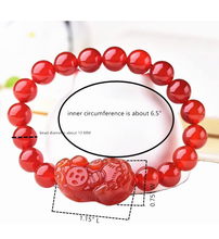 Load image into Gallery viewer, Feng Shui Handmade Red Agate Pi Yao Bracelet
