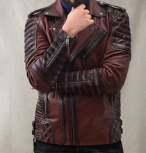 Load image into Gallery viewer, Noble Men Sheep Leather Biker Jacket
