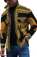 Noble Men's Luxury Retro Printed Button Down Shirt