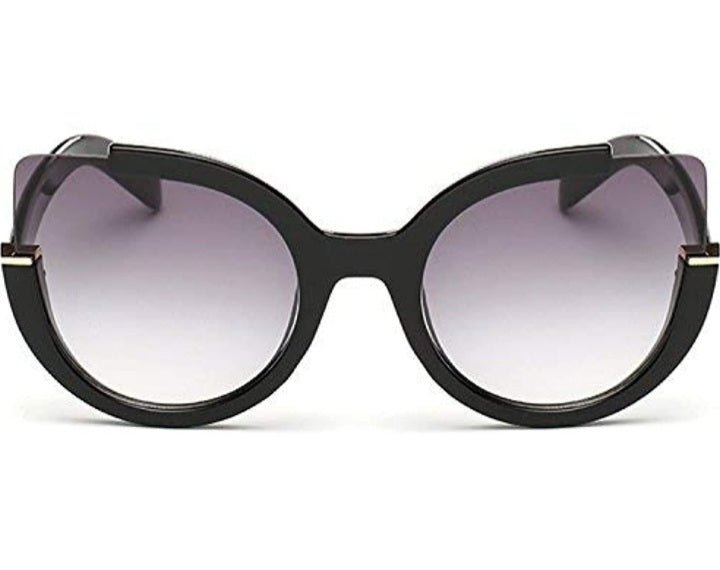 Women's Round Square Cut-Out Flash Mirror Cat Eye Sunglasses