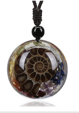 Load image into Gallery viewer, Ammonite Fossil Chakra Necklace
