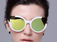 Load image into Gallery viewer, Women&#39;s Round Square Cut-Out Flash Mirror Cat Eye Sunglasses
