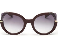 Women's Round Square Cut-Out Flash Mirror Cat Eye Sunglasses